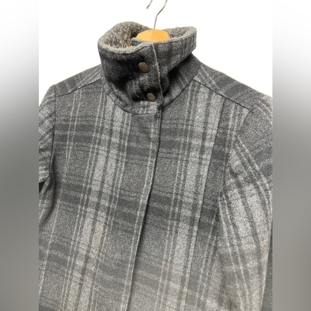 BRIDGE & BURN Gray Plaid Wool Coat - Picture 5 of 12